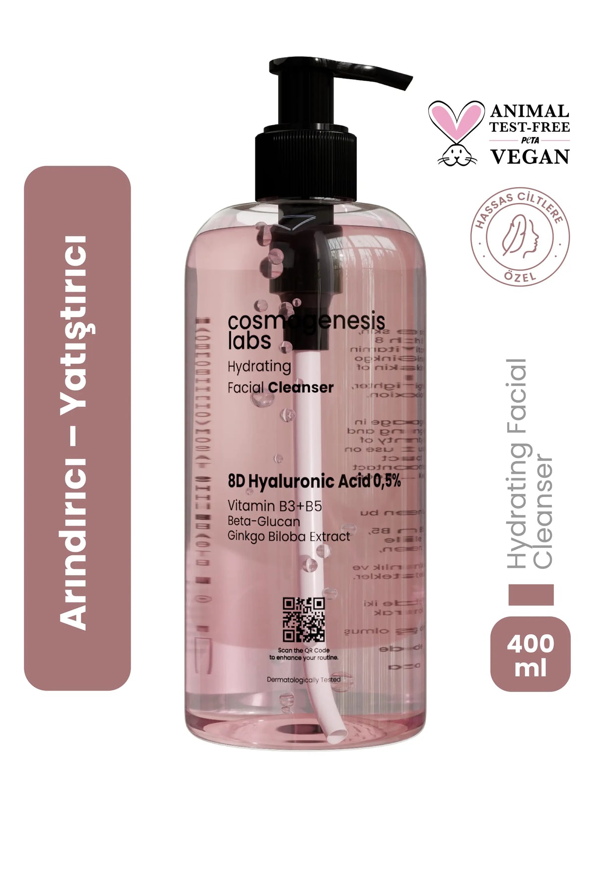 Kuru ve Hassas Ciltlere Yüz Temizleme Jeli 400ml - Arındırıcı Yatıştırıcı Bariyer Güçlendirici Vegan