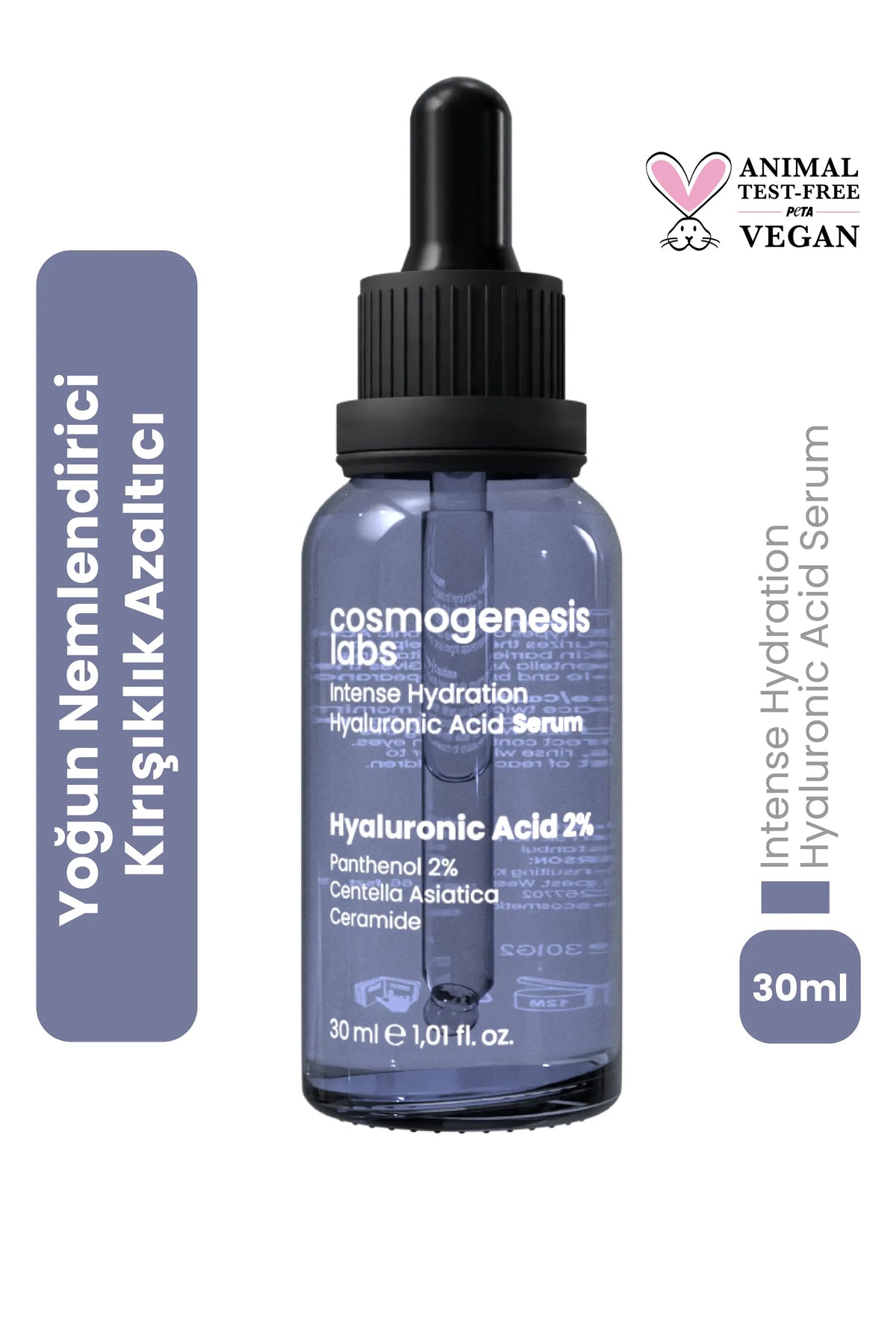 Hyaluronik Asit Serum 30ml - Yoğun Nemlendirici Kırışıklık Karşıtı Vegan (%2 Hyaluronik Asit)