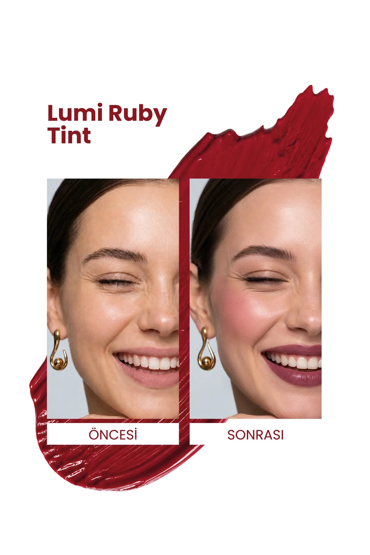 Lumi Ruby Tint 5 ml – Yoğun Yakut Kırmızısı Tonu Nemlendirici Allık Ruj Göz Farı (Su Bazlı)