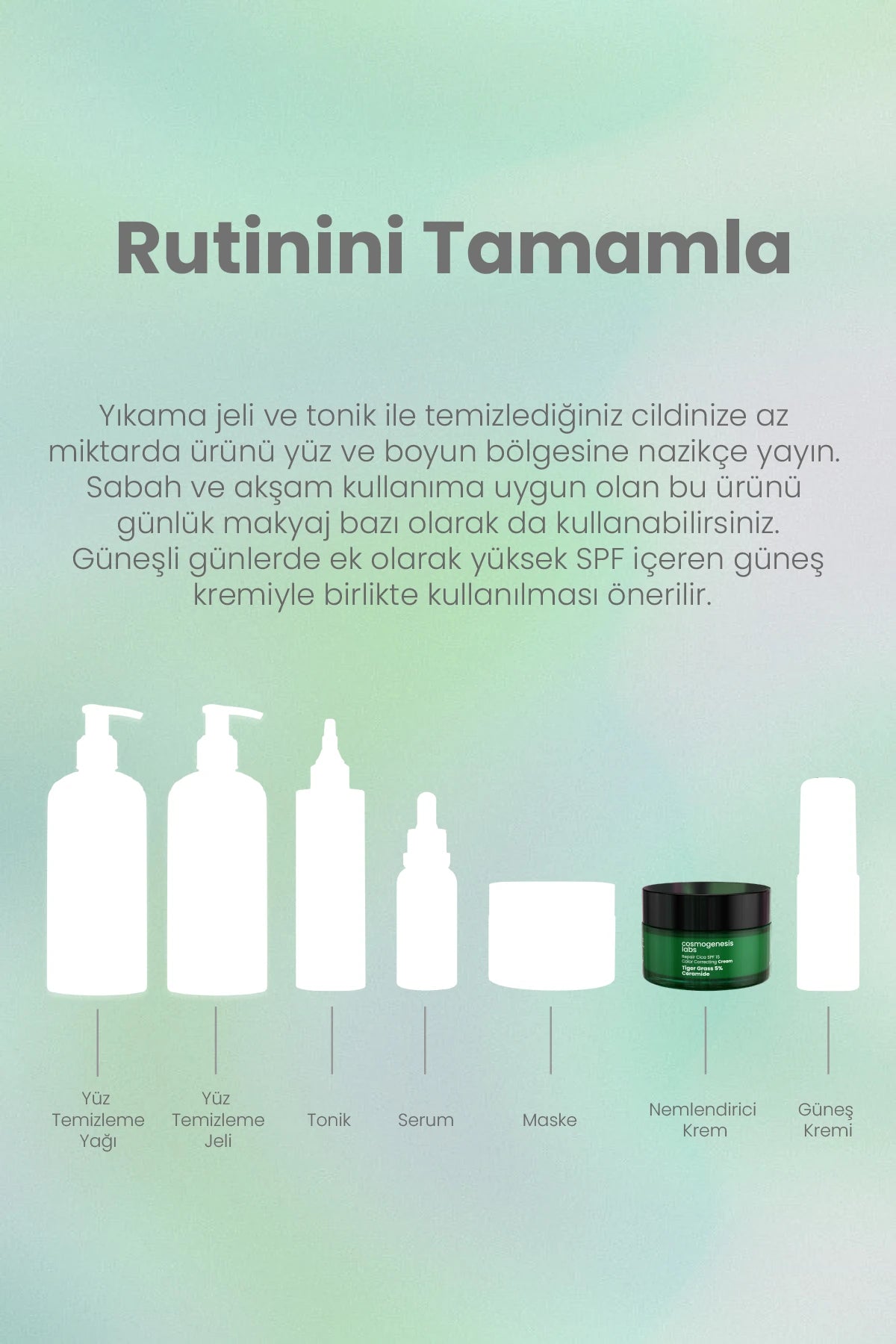 Ton Eşitleyici Tiger Grass Cica Krem 15ml - Bariyer Onarıcı Nemlendirici SPF 15 Koruma Vegan