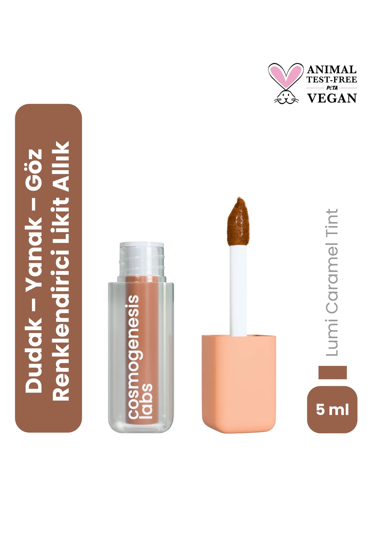 Lumi Caramel Tint 5ml – Sıcak Karamel Tonu Nemlendirici Allık Ruj Göz Farı (Su Bazlı)