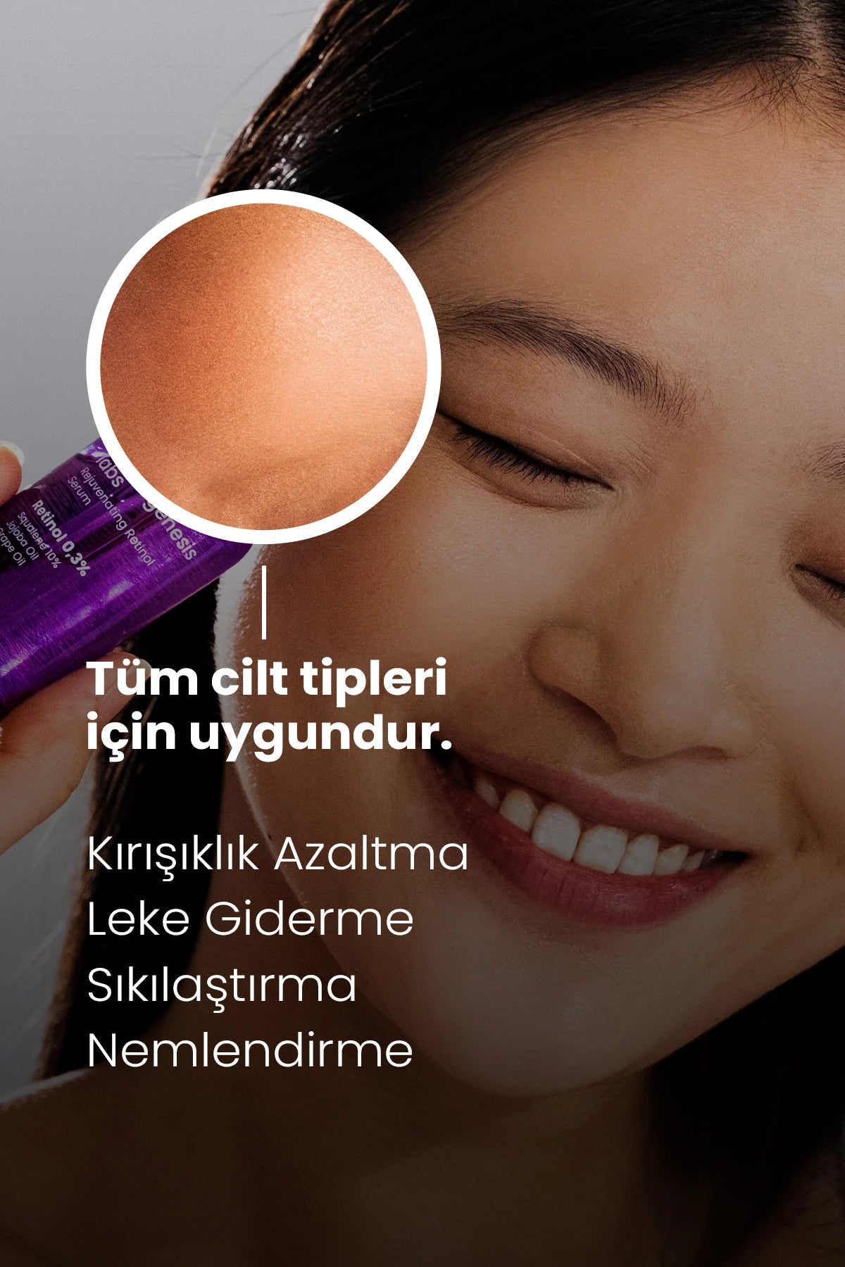Retinol Serum 30ml - %0.3 Retinol İçeren İnce Kırışıklık Karşıtı Sıkılaştırıcı Vegan (%10 Skualen)