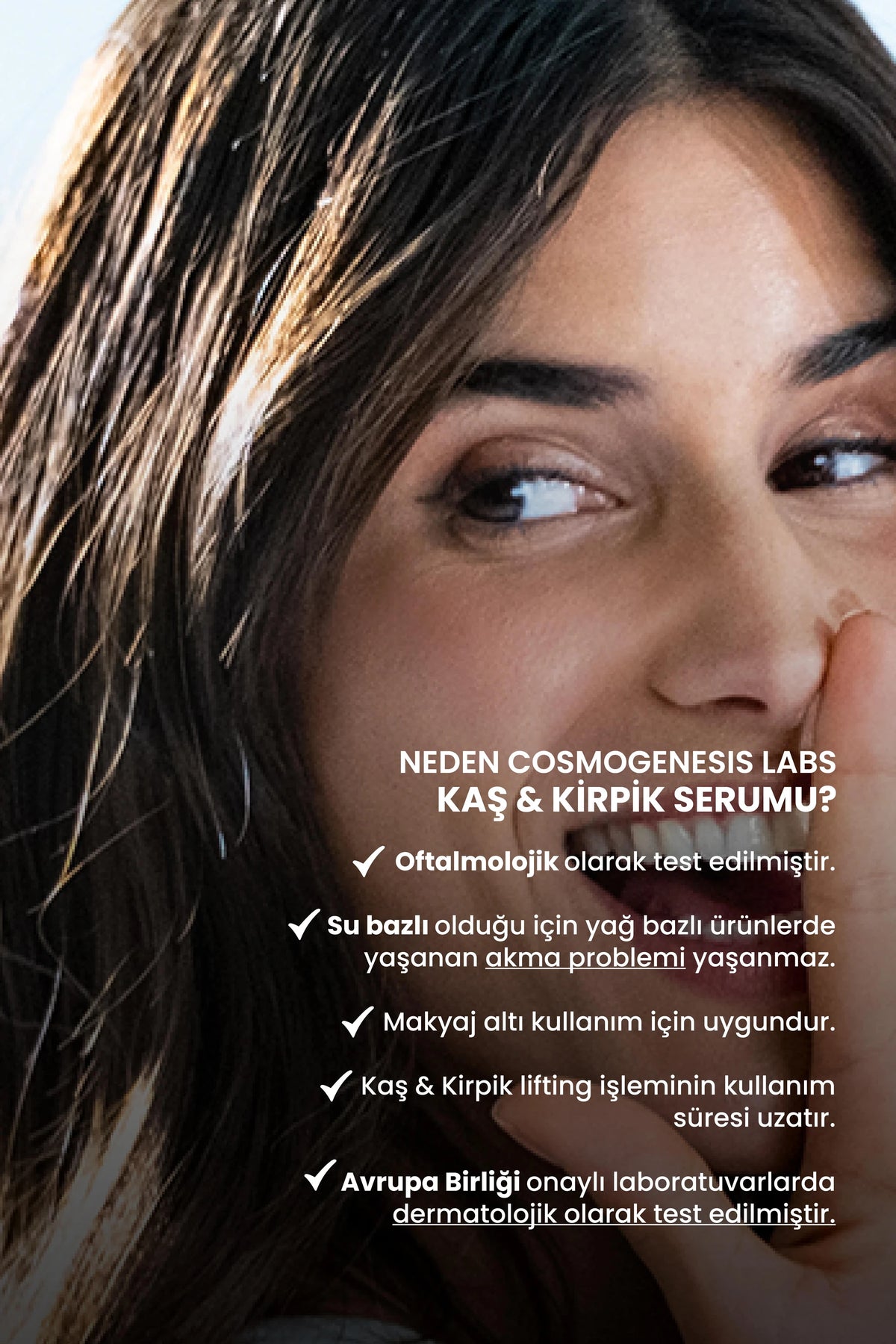 Kaş Kirpik Güçlendirici Serum 3ml – Su Bazlı Besleyici Dolgunlaştırıcı Vegan (%1 Biotin - %1 Peptit)