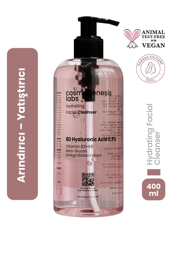Kuru ve Hassas Ciltlere Yüz Temizleme Jeli 400ml - Arındırıcı Yatıştırıcı Bariyer Güçlendirici Vegan
