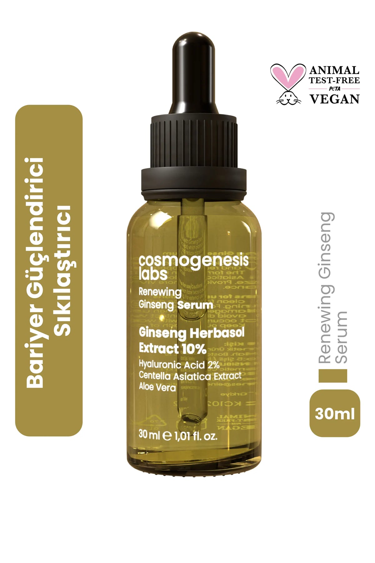 Ginseng Serum 30ml - Cilt Yenileyici, Sıkılaştırıcı, Bariyer Güçlendirici Vegan (%10 Ginseng Özü)