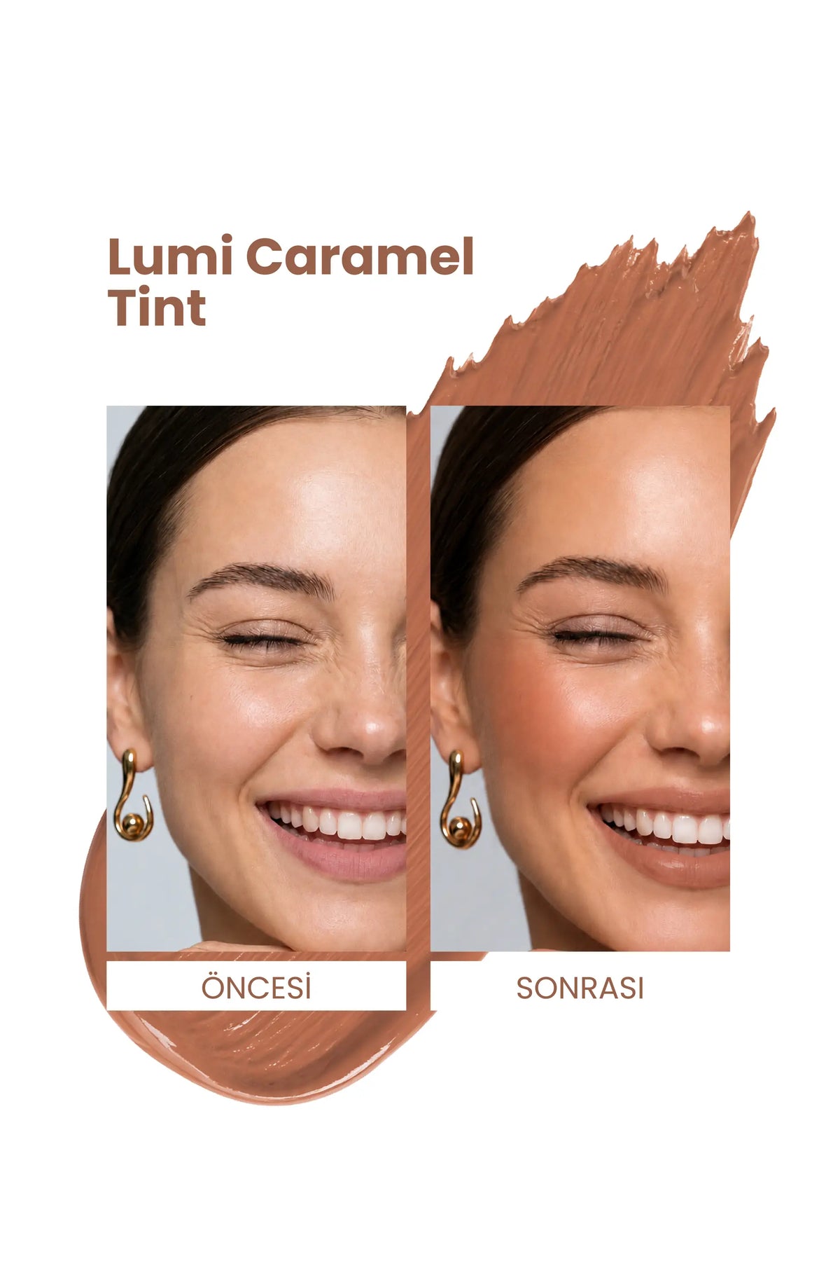 Lumi Caramel Tint 5ml – Sıcak Karamel Tonu Nemlendirici Allık Ruj Göz Farı (Su Bazlı)