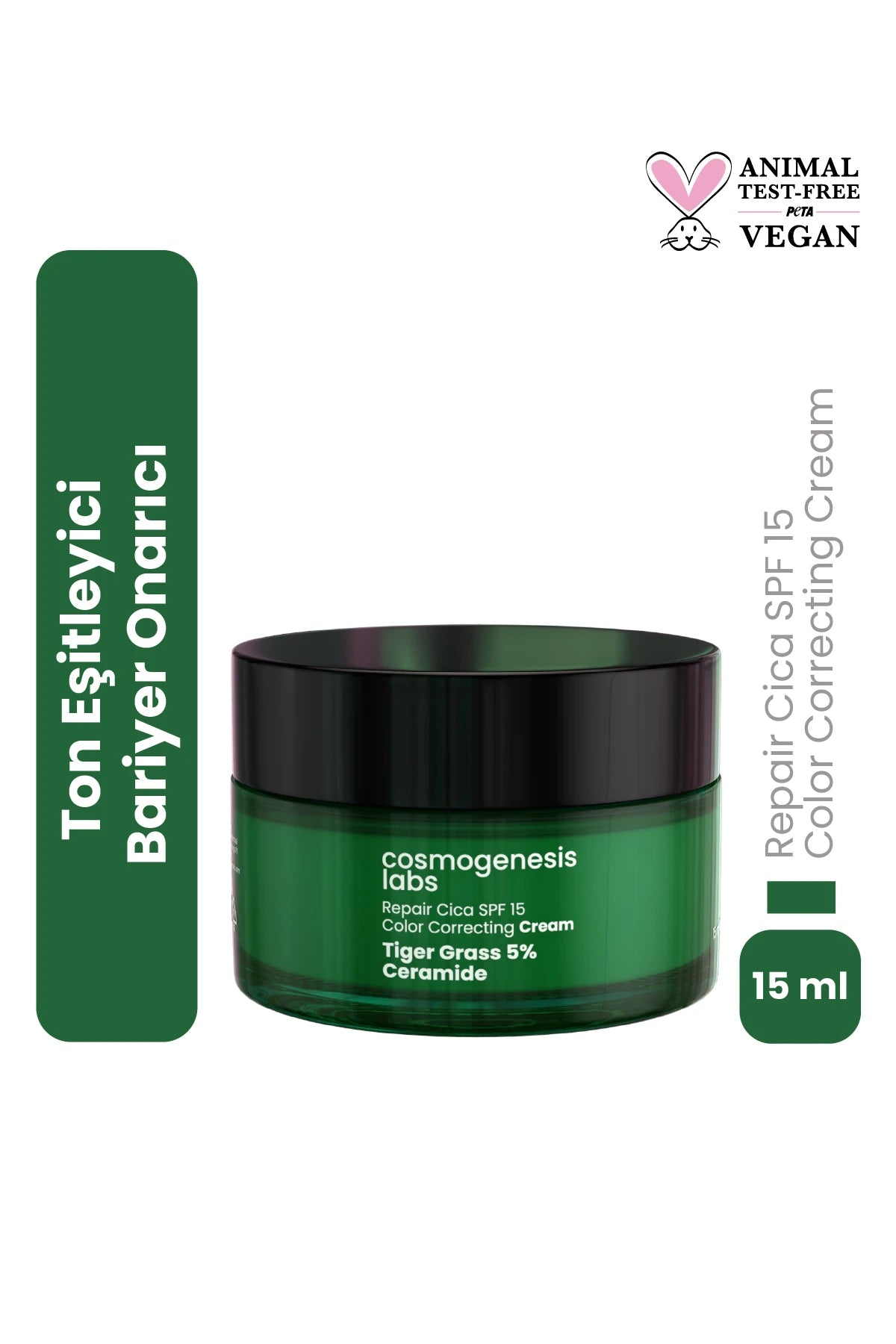 Ton Eşitleyici Tiger Grass Cica Krem 15ml - Bariyer Onarıcı Nemlendirici SPF 15 Koruma Vegan
