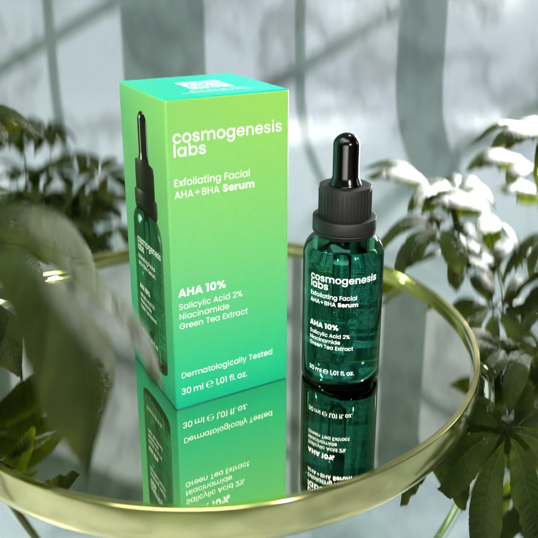 Aha %10 Bha %2 Peeling Etkili Serum 30ml - Cilt Yenileyici Ölü Hücre Temizleyici Yeşil Çay Vegan