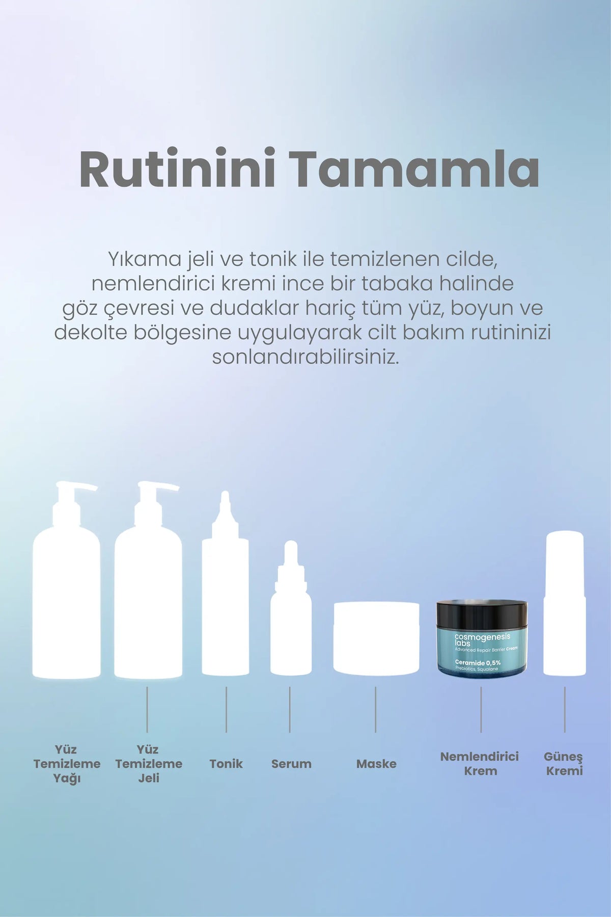 Bariyer Güçlendirici Yüz Kremi 50ml - Su Bazlı Nemlendirici Yatıştırıcı Vegan (Probiyotik - Skualen)