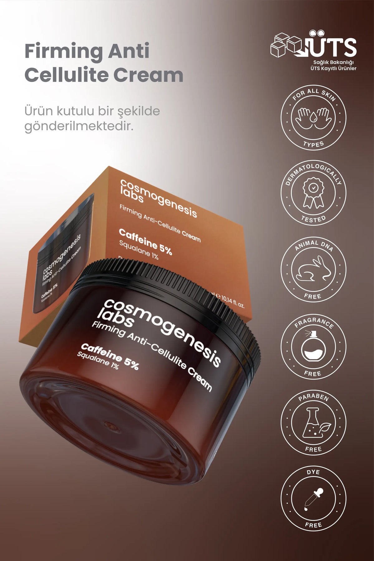 Sıkılaştırıcı Selülit Kremi 300ml - %5 Kafein İçeren Bölgesel Incelme Sağlayan Çatlak Karşıtı Vegan