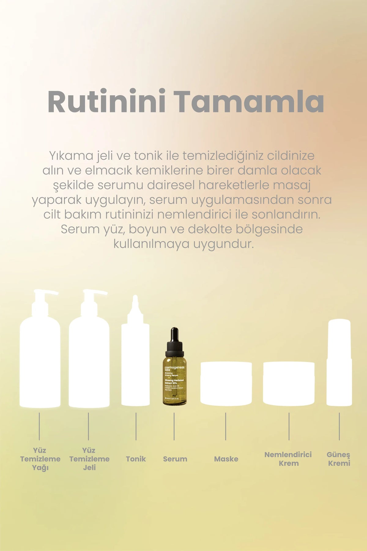 Ginseng Serum 30ml - Cilt Yenileyici, Sıkılaştırıcı, Bariyer Güçlendirici Vegan (%10 Ginseng Özü)