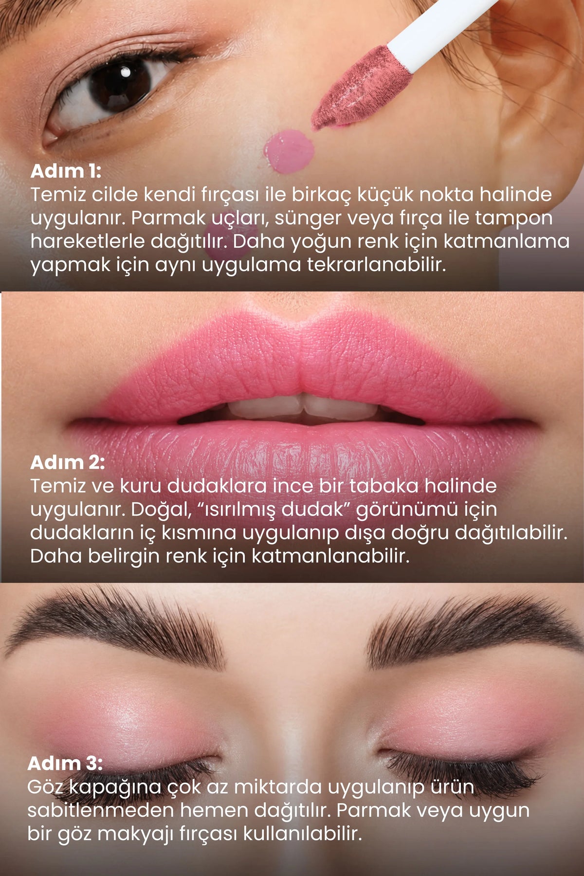Lumi Pink Tint 5ml – Canlı Şeker Pembe Nemlendirici Allık Ruj Göz Farı (Su Bazlı)