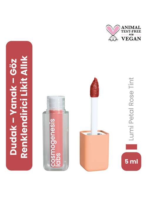 Lumi Petal Rose Tint 5 ml – Romantik Gül Pembesi Tonu Nemlendirici Allık Ruj Göz Farı (Su Bazlı)