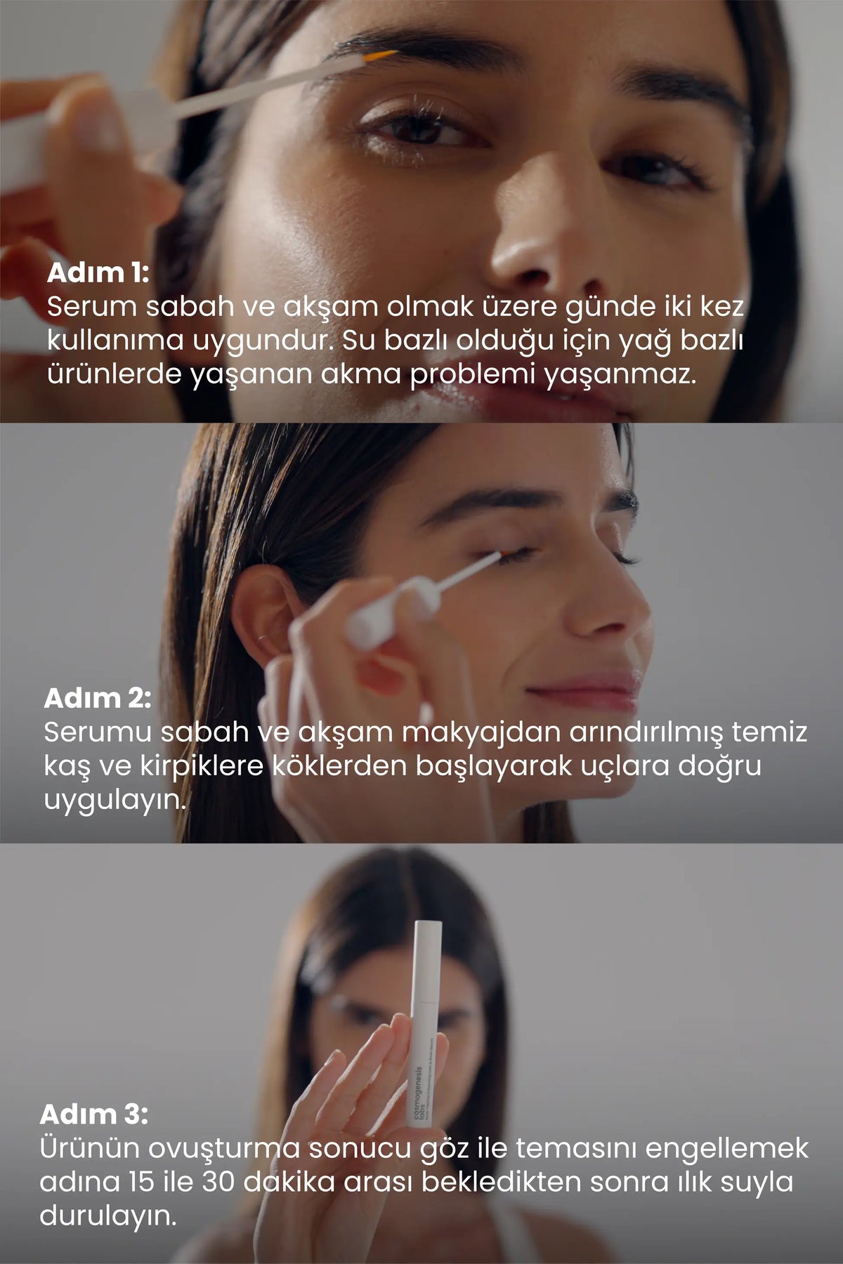 Kaş Kirpik Güçlendirici Serum 3ml – Su Bazlı Besleyici Dolgunlaştırıcı Vegan (%1 Biotin - %1 Peptit)