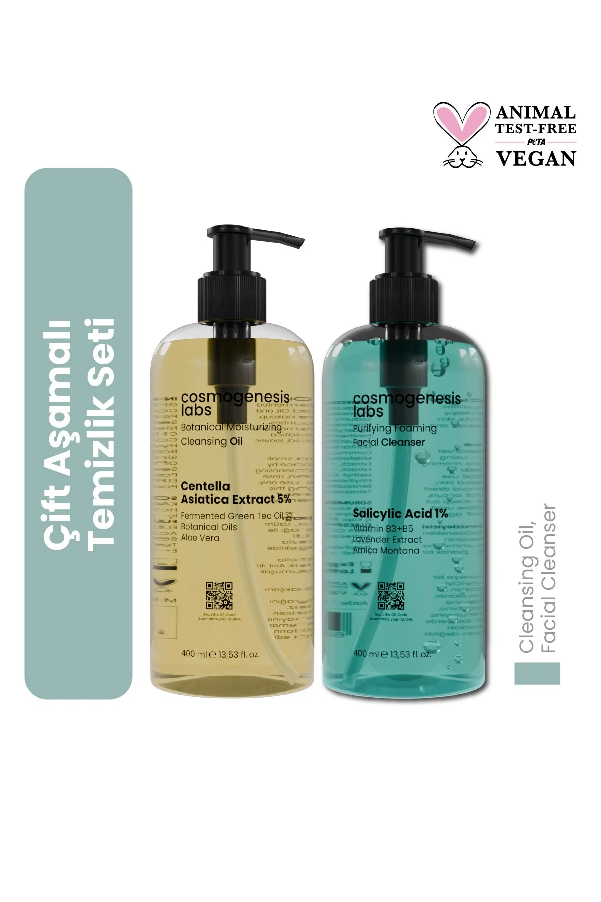 Arındırıcı Ve Nemlendirici Çift Aşamalı Vegan Cilt Temizlik Seti