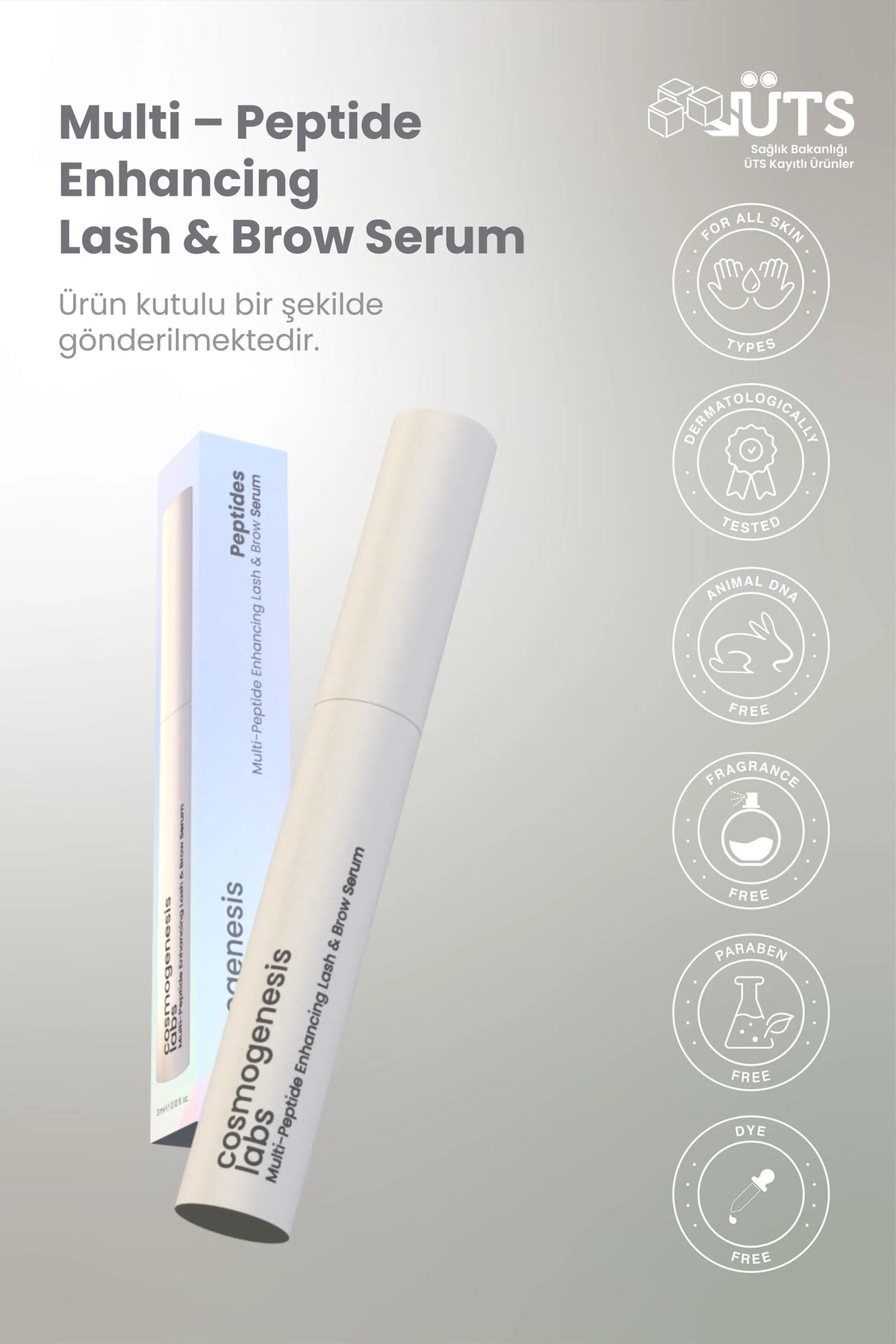 Kaş Kirpik Güçlendirici Serum 3ml – Su Bazlı Besleyici Dolgunlaştırıcı Vegan (%1 Biotin - %1 Peptit)
