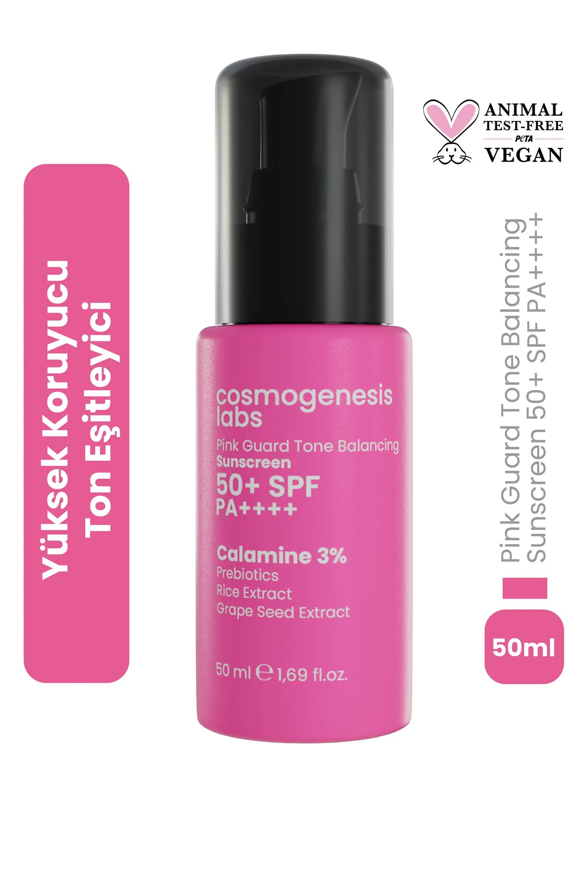 Pembe Ton Yüz Güneş Kremi 50ml - Spf 50 Su Bazlı Ultra Koruyucu Vegan (Hassas Ciltler)