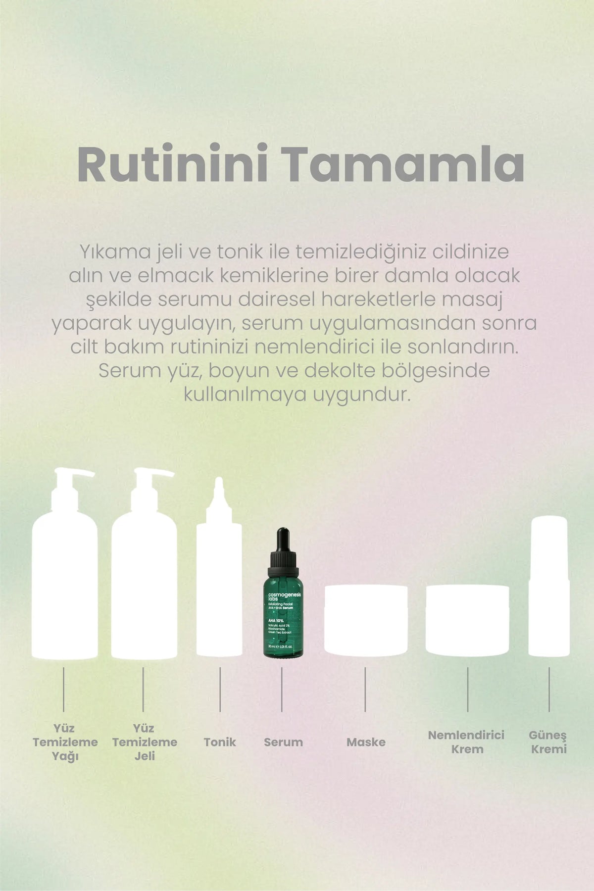 Aha %10 Bha %2 Peeling Etkili Serum 30ml - Cilt Yenileyici Ölü Hücre Temizleyici Yeşil Çay Vegan