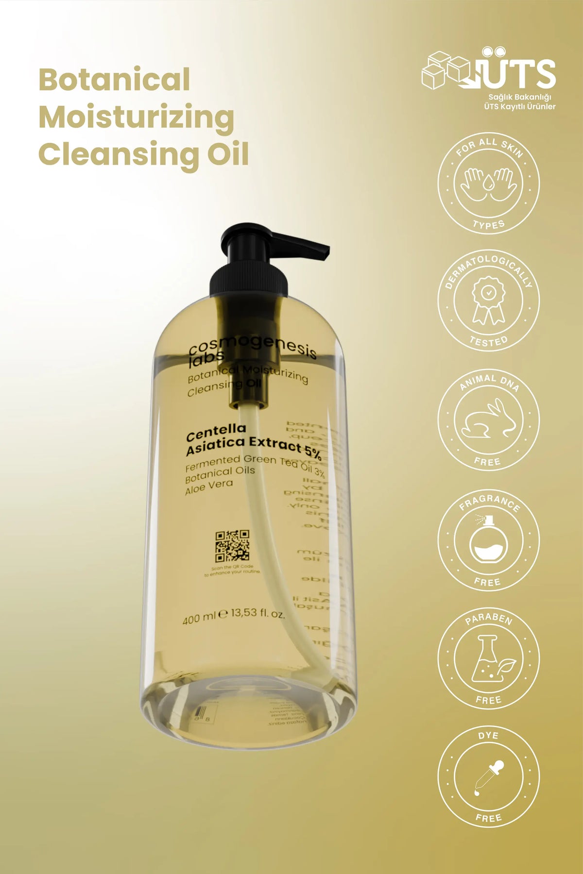 Yüz Ve Makyaj Temizleme Yağı 400ml - Nemlendirici, Sebum Dengeleyici, Cleansing Oil Vegan (%5 Cica)