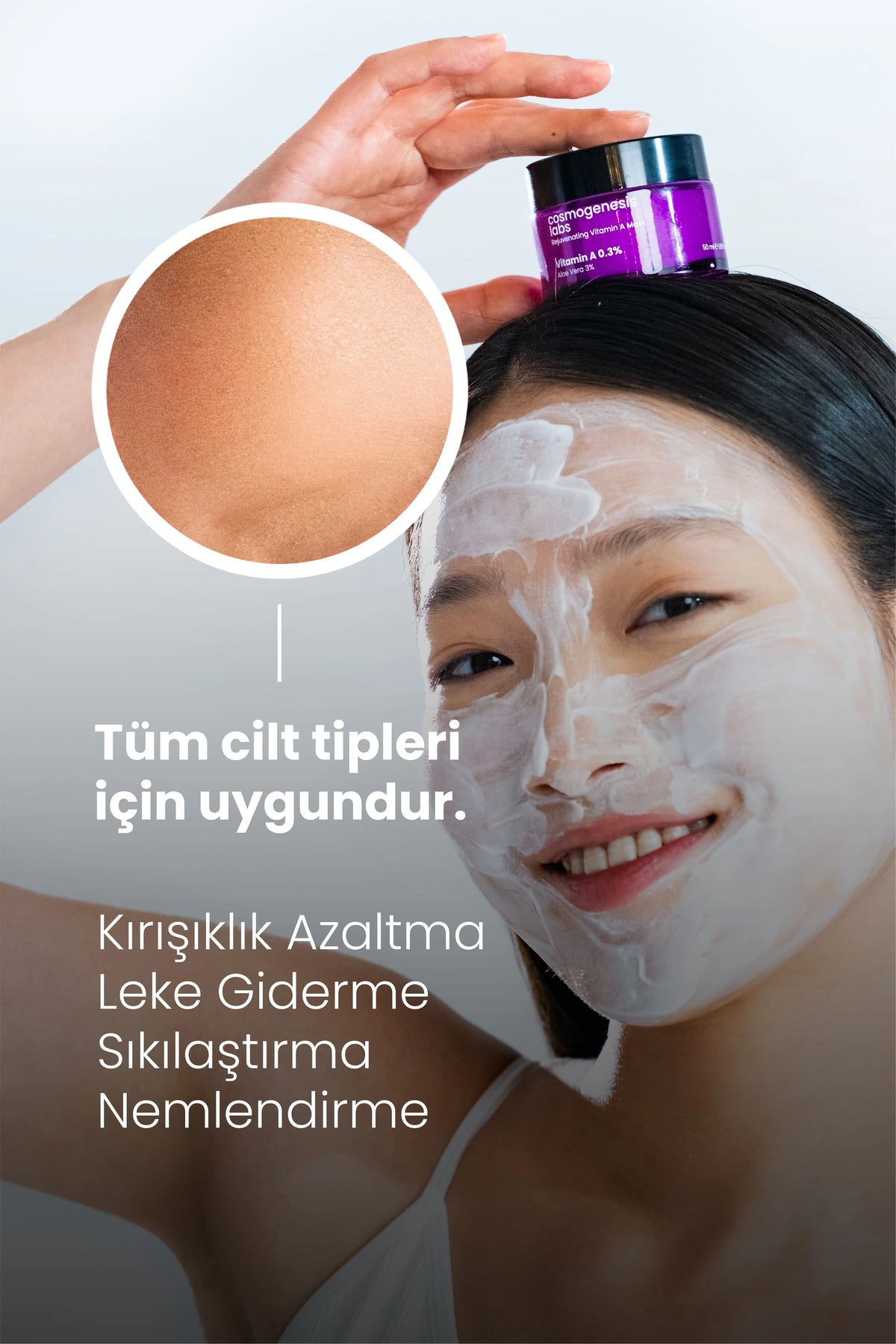 Retinol Krem Maske 50ml - %0.3 Vitamin A İçeren Durulanan Canlandırıcı Kırışıklık Karşıtı Vegan