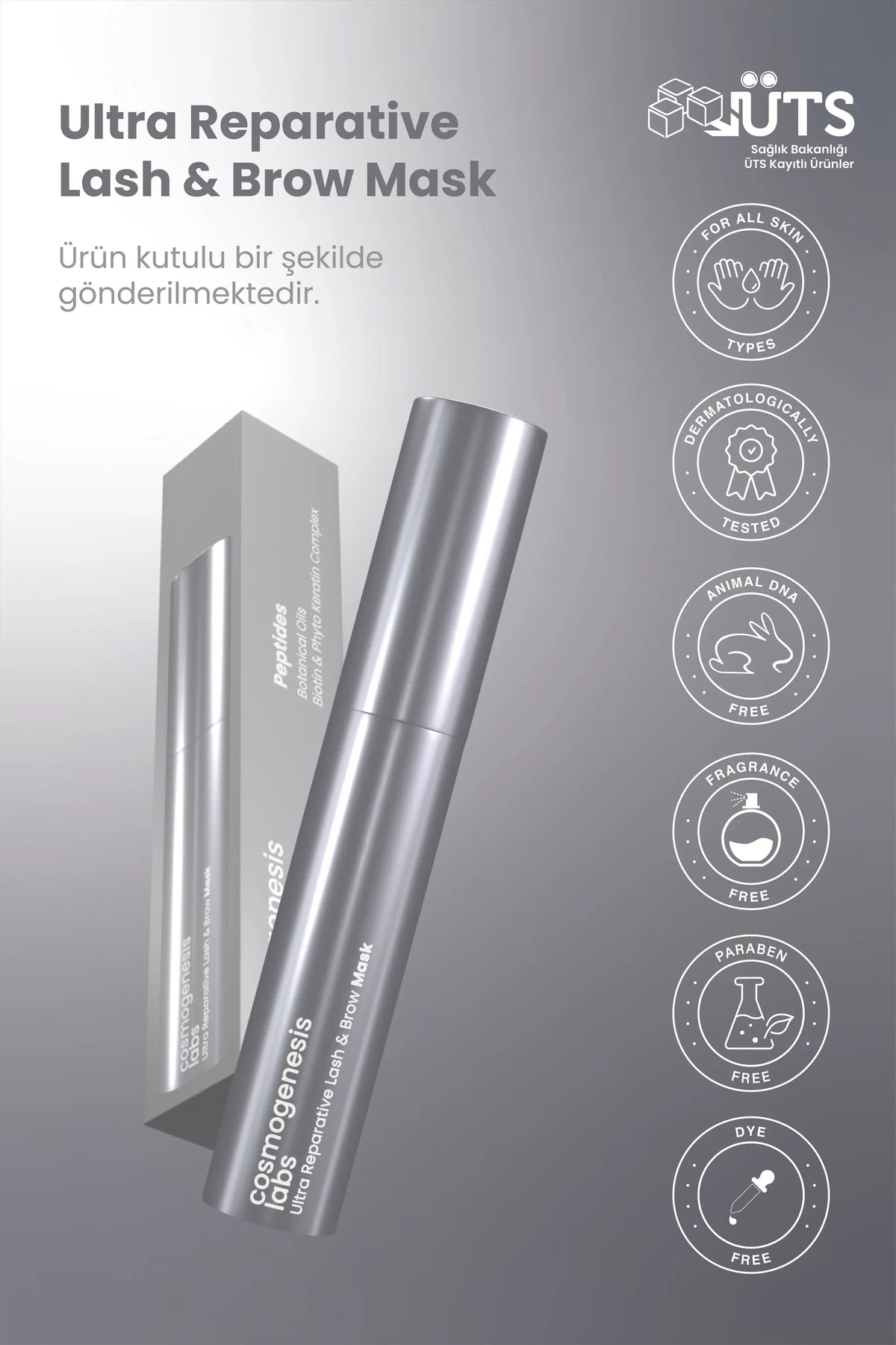 Kaş Kirpik Maskesi 9.5ml - Su Bazlı Parlatıcı Nemlendirici Onarıcı Vegan (%1 Keratin - Biotin)