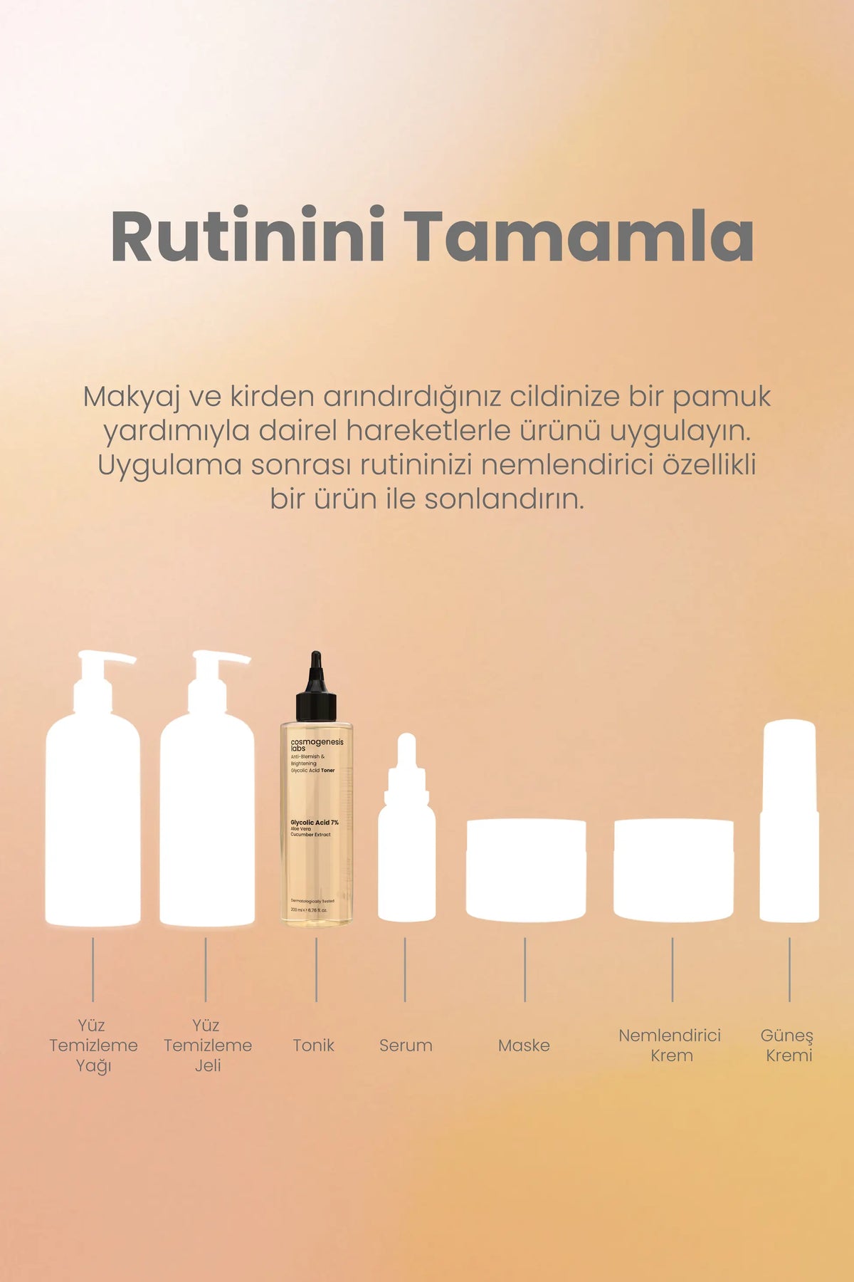 Canlandırıcı ve Leke Karşıtı Glikolik Asit Tonik 200ml - Pürüzsüzleştirici Aydınlatıcı Vegan (%7 Glikolik Asit)