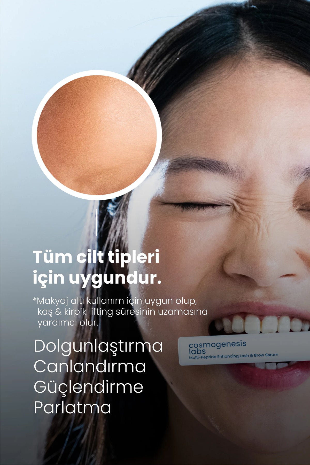 Kaş Kirpik Güçlendirici Serum 3ml – Su Bazlı Besleyici Dolgunlaştırıcı Vegan (%1 Biotin - %1 Peptit)