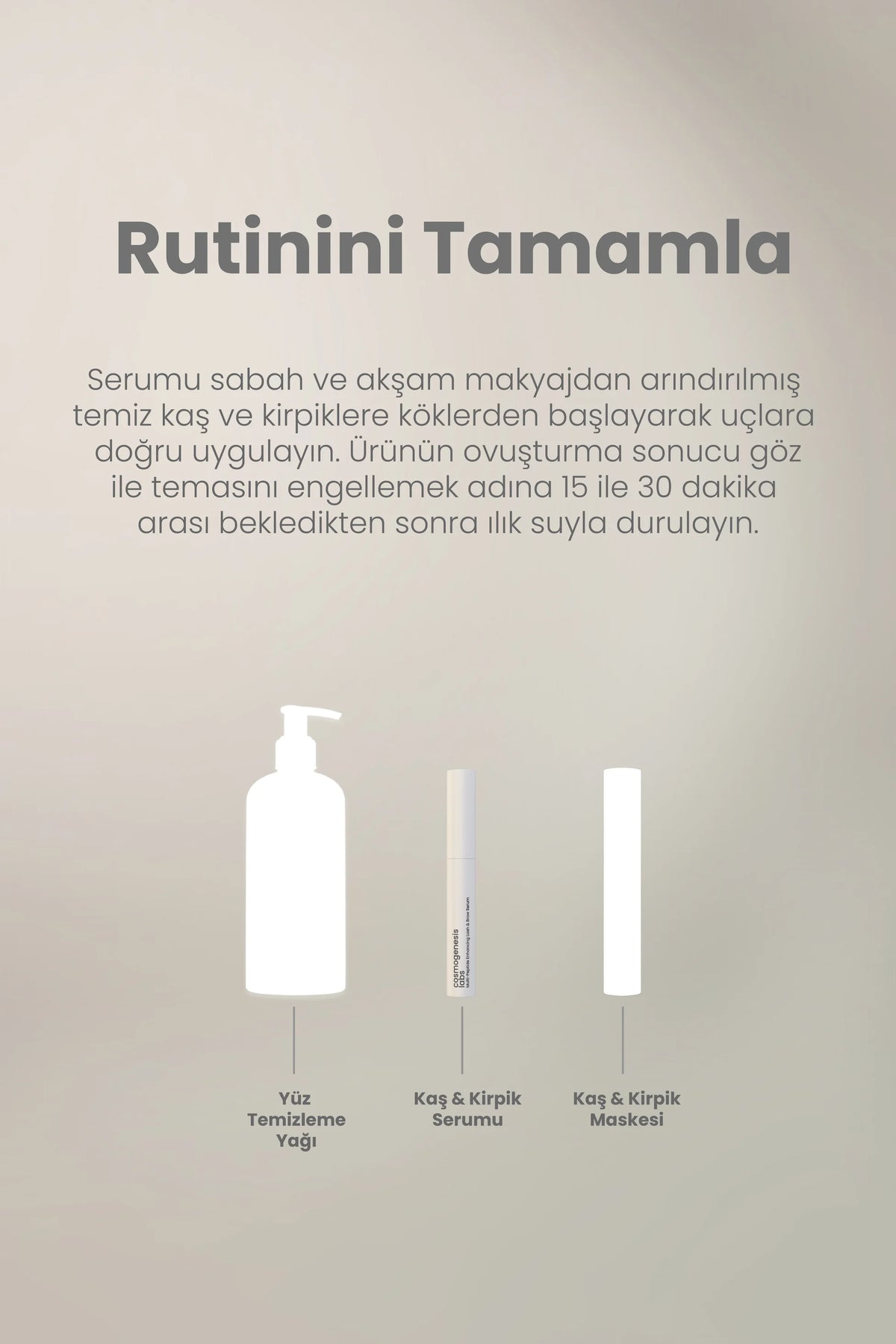 Kaş Kirpik Güçlendirici Serum 3ml – Su Bazlı Besleyici Dolgunlaştırıcı Vegan (%1 Biotin - %1 Peptit)