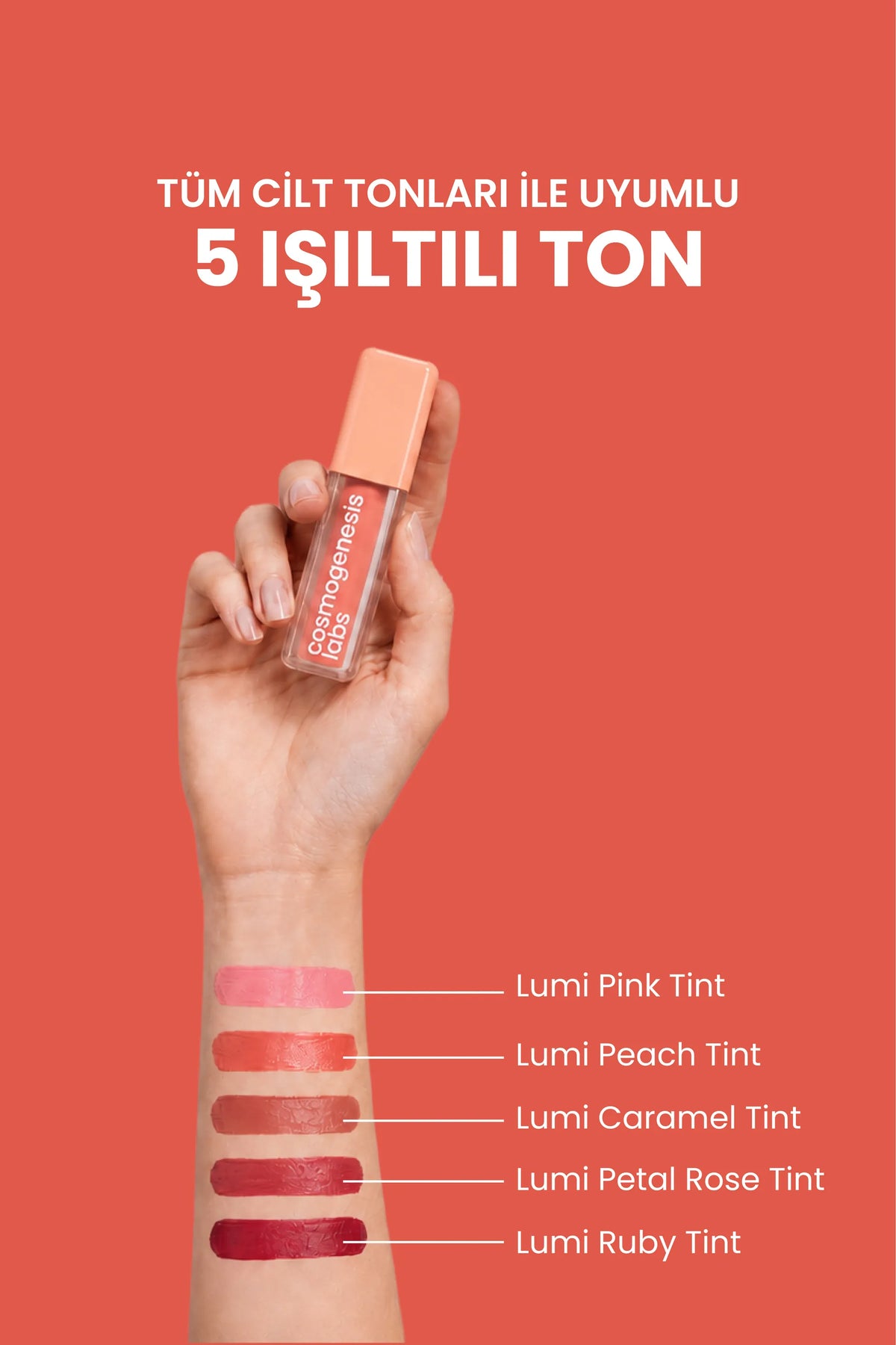 Lumi Peach Tint 5ml – Sıcak Şeftali Tonu Nemlendirici Allık Ruj Göz Farı (Su Bazlı)