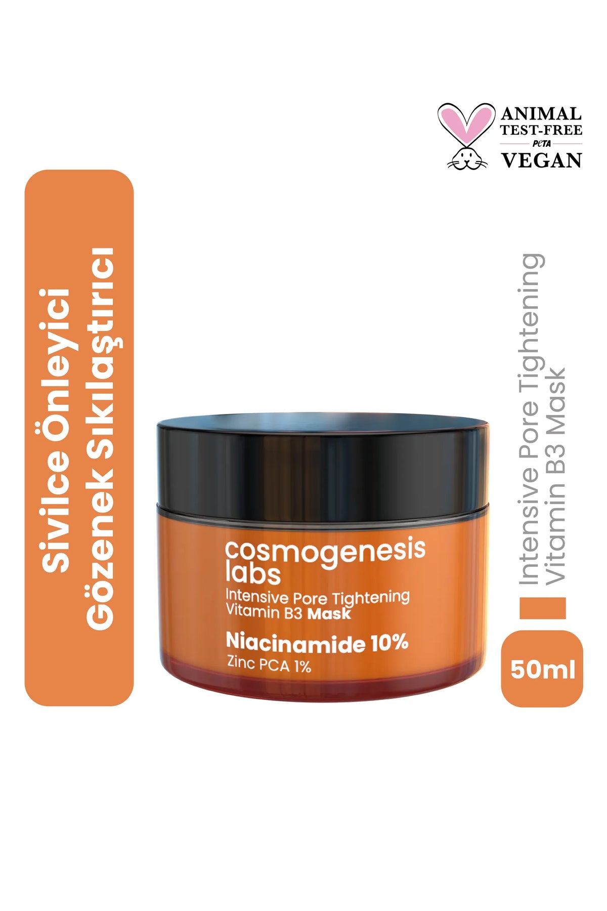 Gözenek Sıkılaştırıcı %10 Niacinamide Krem Maske 50ml – Durulanan Siyah Nokta Karşıtı Vegan