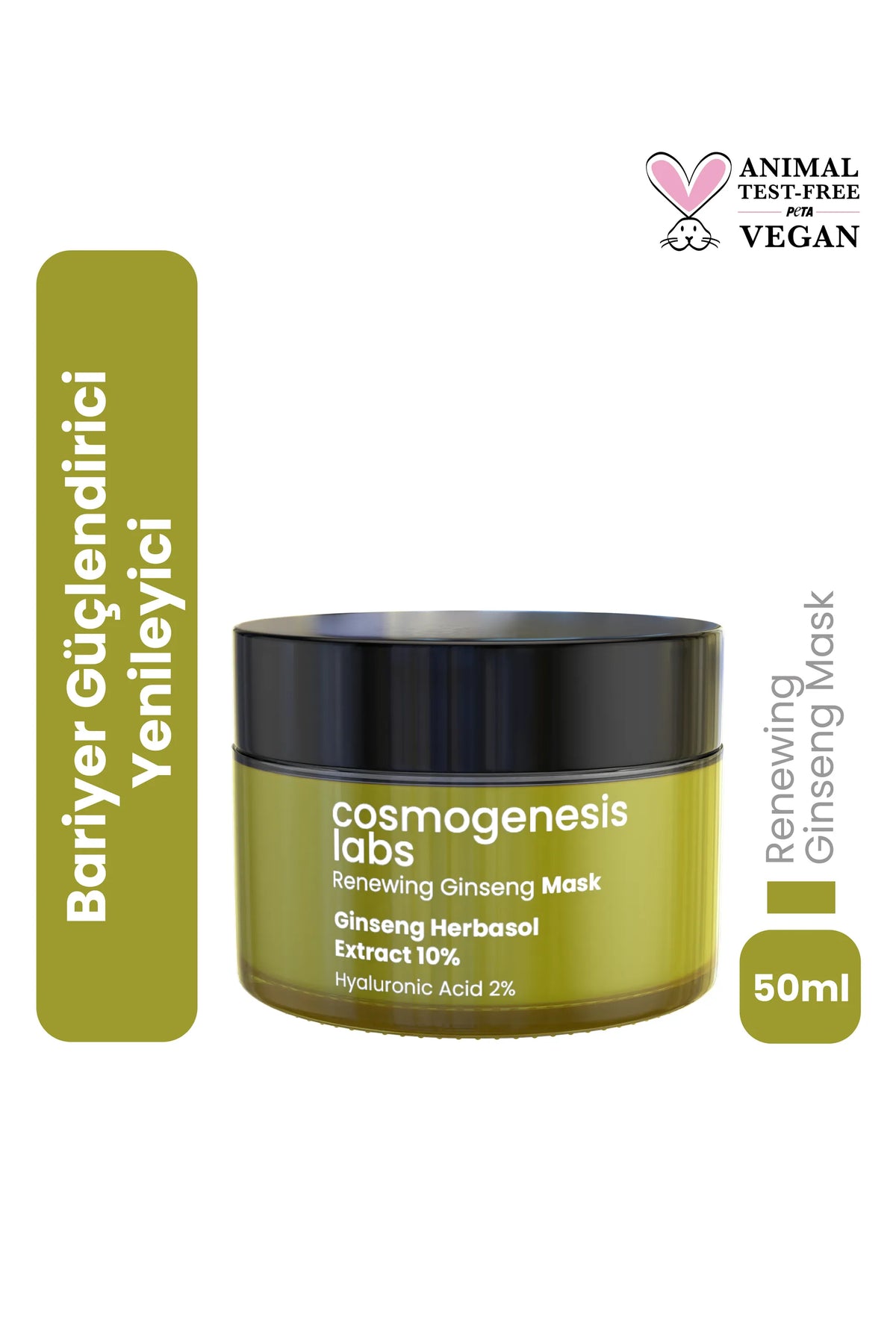 Ginseng Krem Maske 50ml - %10 Ginseng İçeren Durulanan Yenileyici Bariyer Güçlendirici Onarıcı Vegan