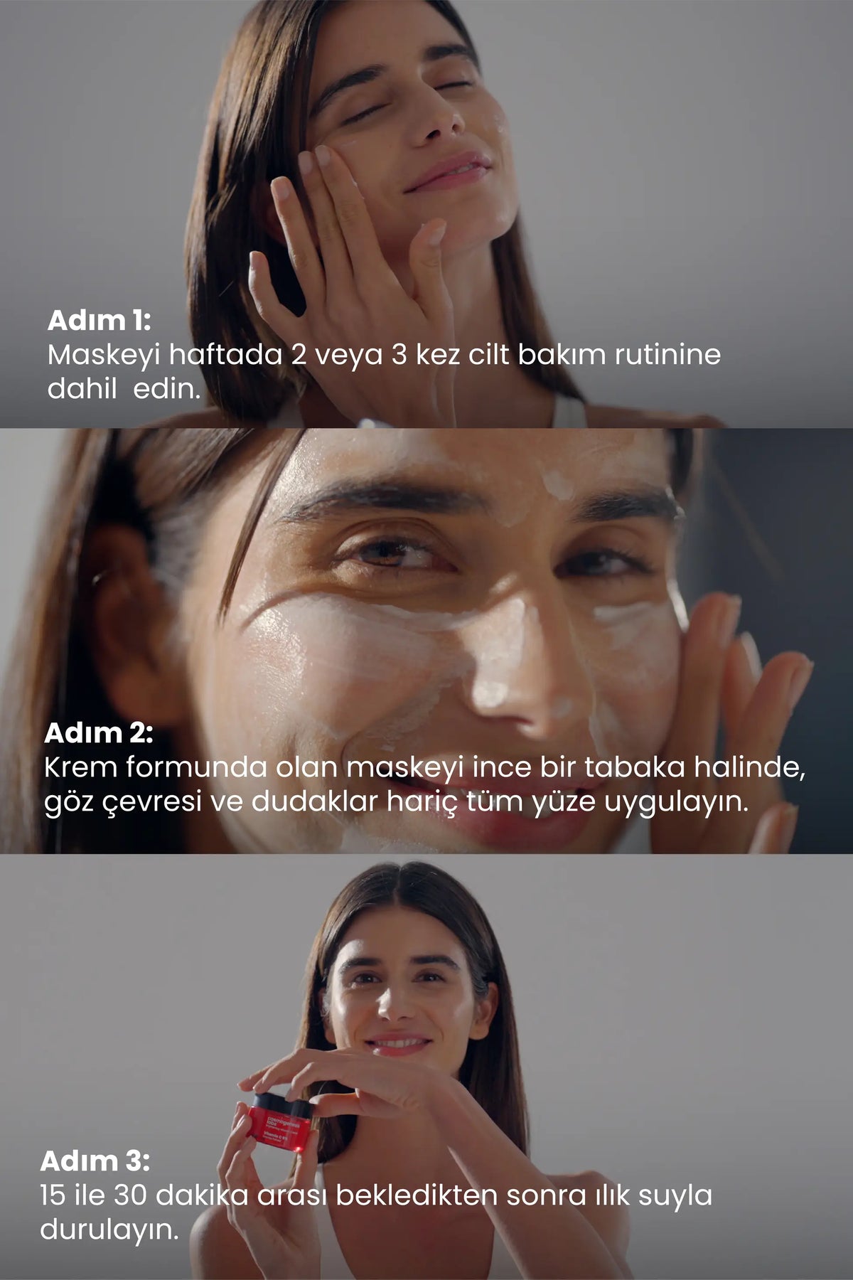 Vitamin C Krem Maske 50ml - %5 C Vitamini İçeren Durulanan Aydınlatıcı Pürüz Giderici Vegan