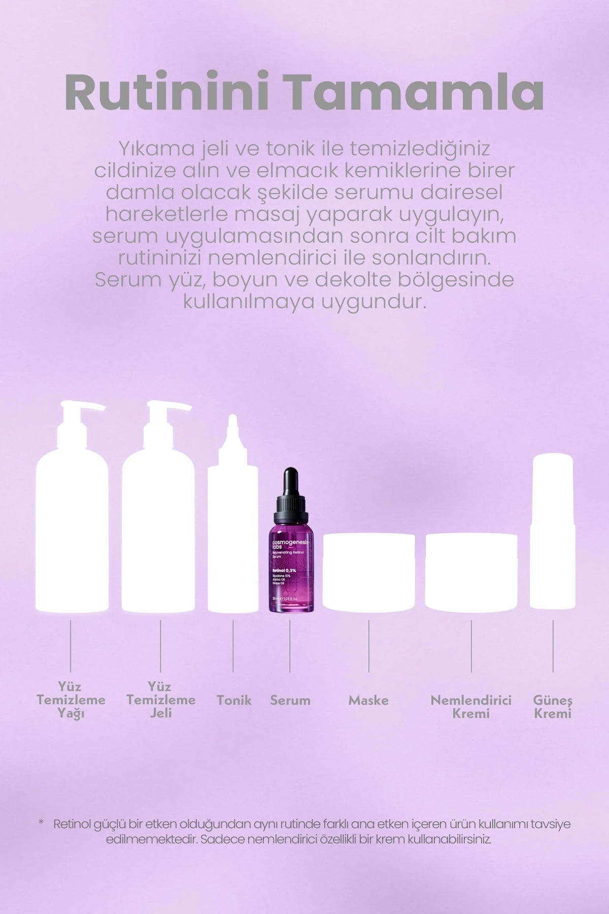 Retinol Serum 30ml - %0.3 Retinol İçeren İnce Kırışıklık Karşıtı Sıkılaştırıcı Vegan (%10 Skualen)