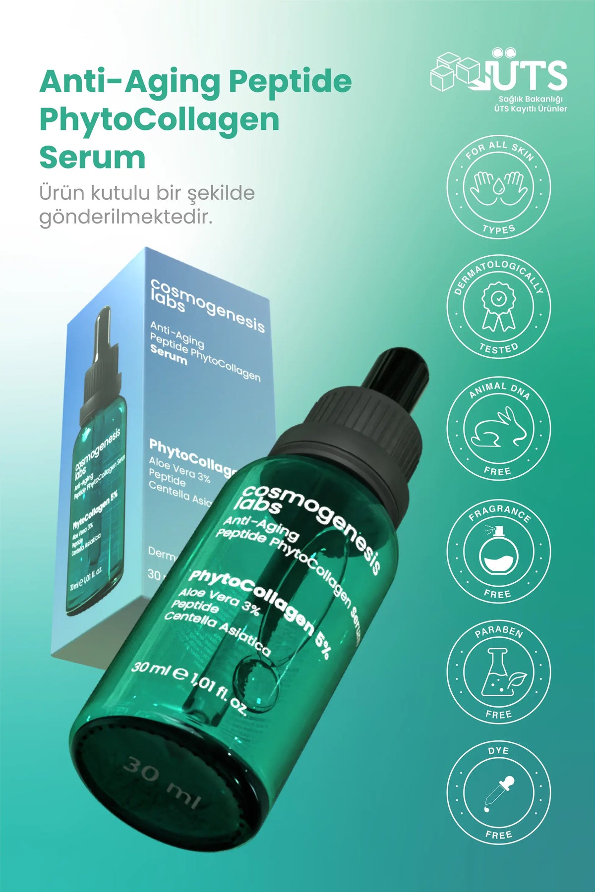 Kolajen Serum 30ml - Yaşlanma Karşıtı Sıkılaştırıcı Ve Yatıştırıcı Etki Vegan (%5 Bitkisel Kolajen)