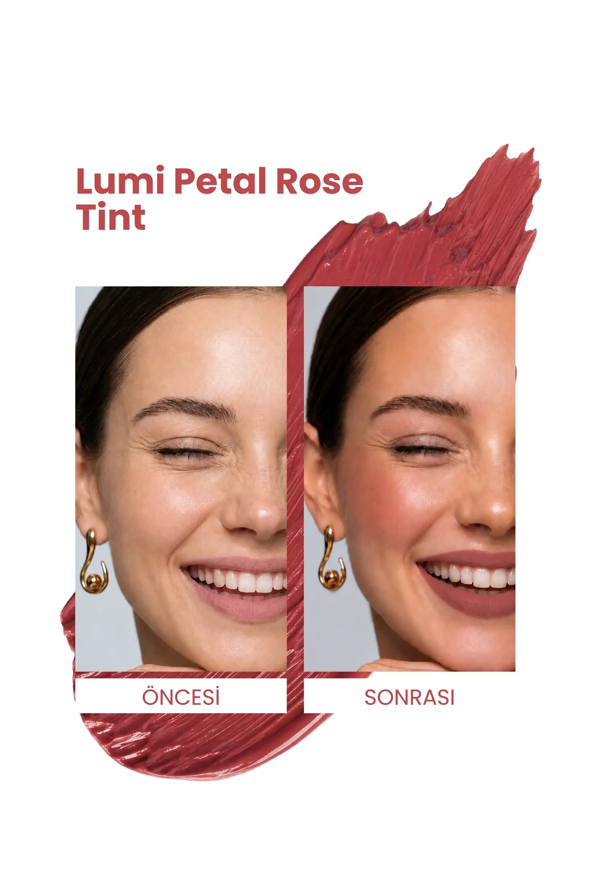 Lumi Petal Rose Tint 5 ml – Romantik Gül Pembesi Tonu Nemlendirici Allık Ruj Göz Farı (Su Bazlı)