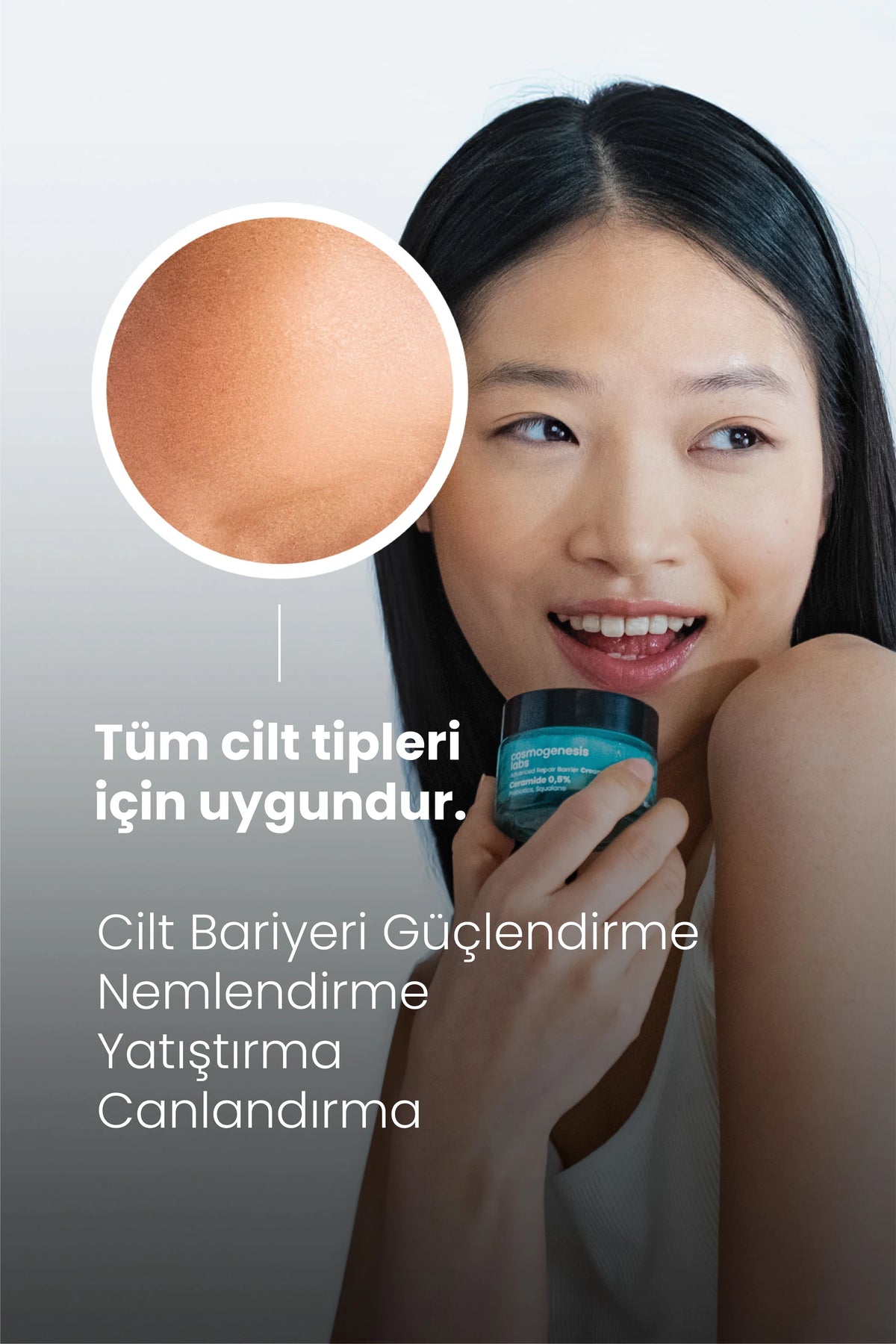 Bariyer Güçlendirici Yüz Kremi 50ml - Su Bazlı Nemlendirici Yatıştırıcı Vegan (Probiyotik - Skualen)