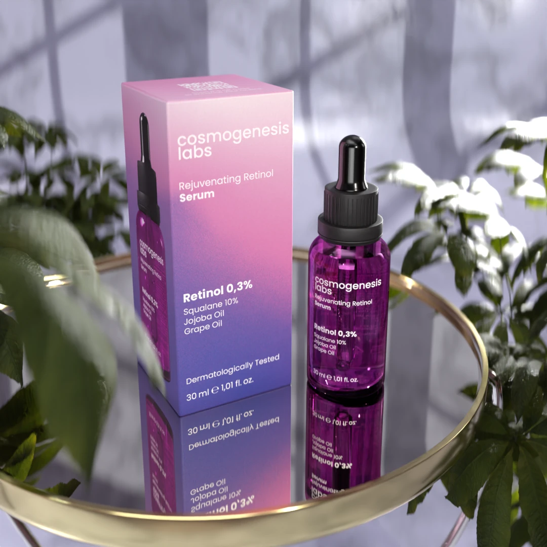 Retinol Serum 30ml - %0.3 Retinol İçeren İnce Kırışıklık Karşıtı Sıkılaştırıcı Vegan (%10 Skualen)