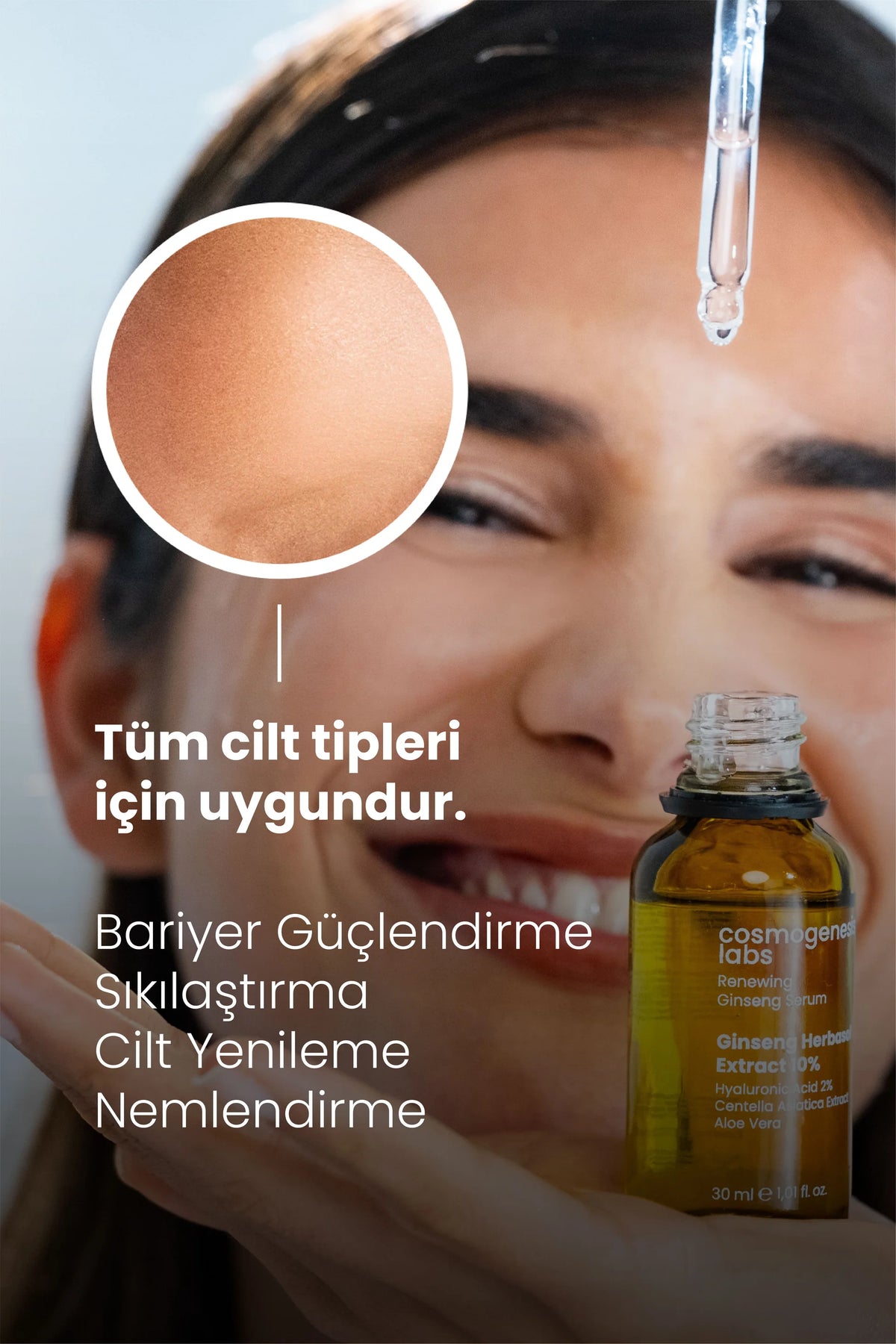 Ginseng Serum 30ml - Cilt Yenileyici, Sıkılaştırıcı, Bariyer Güçlendirici Vegan (%10 Ginseng Özü)