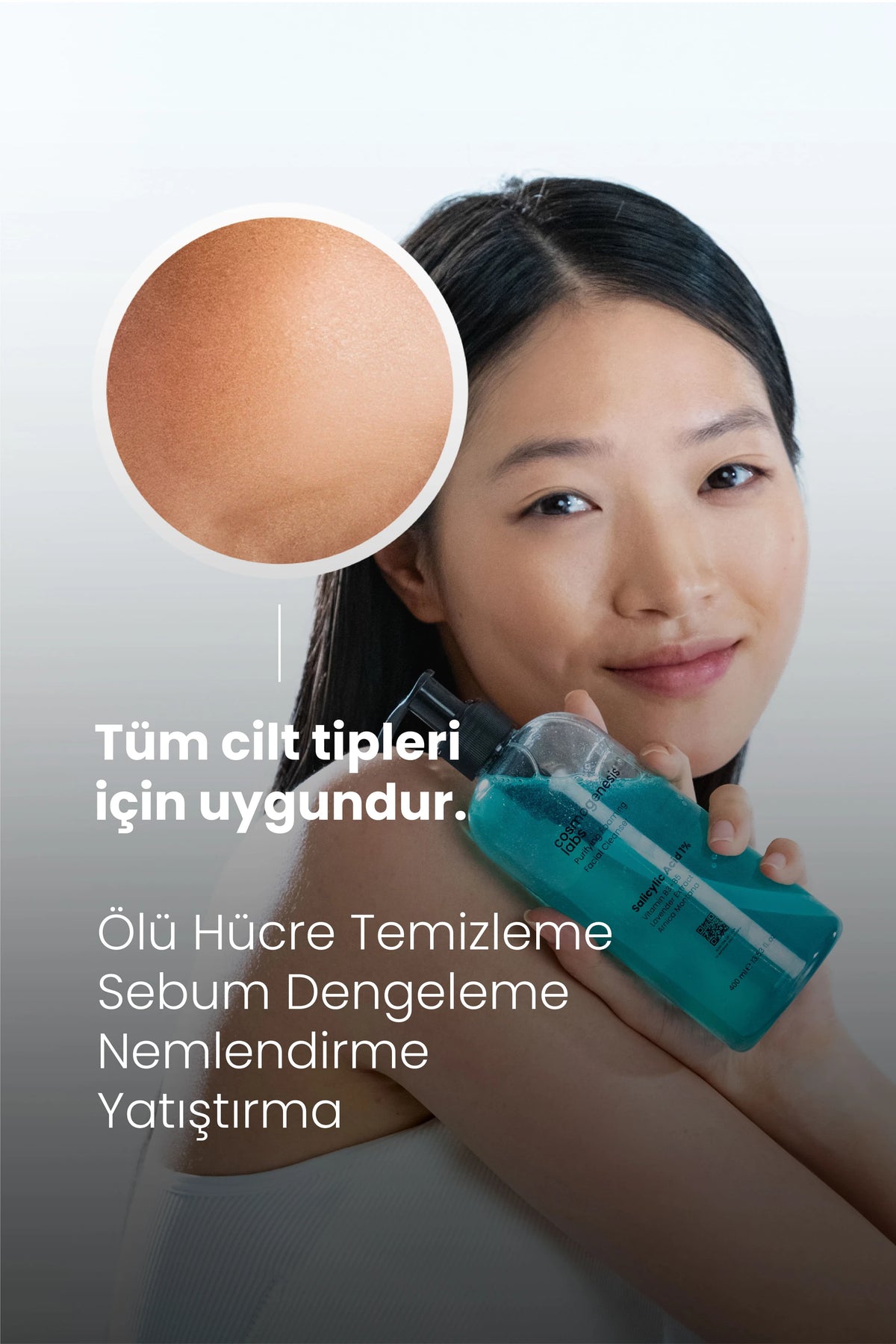 Karma ve Yağlı Ciltlere Yüz Temizleme Jeli 400ml - Arındırıcı Sebum Karşıtı Dengeleme Vegan