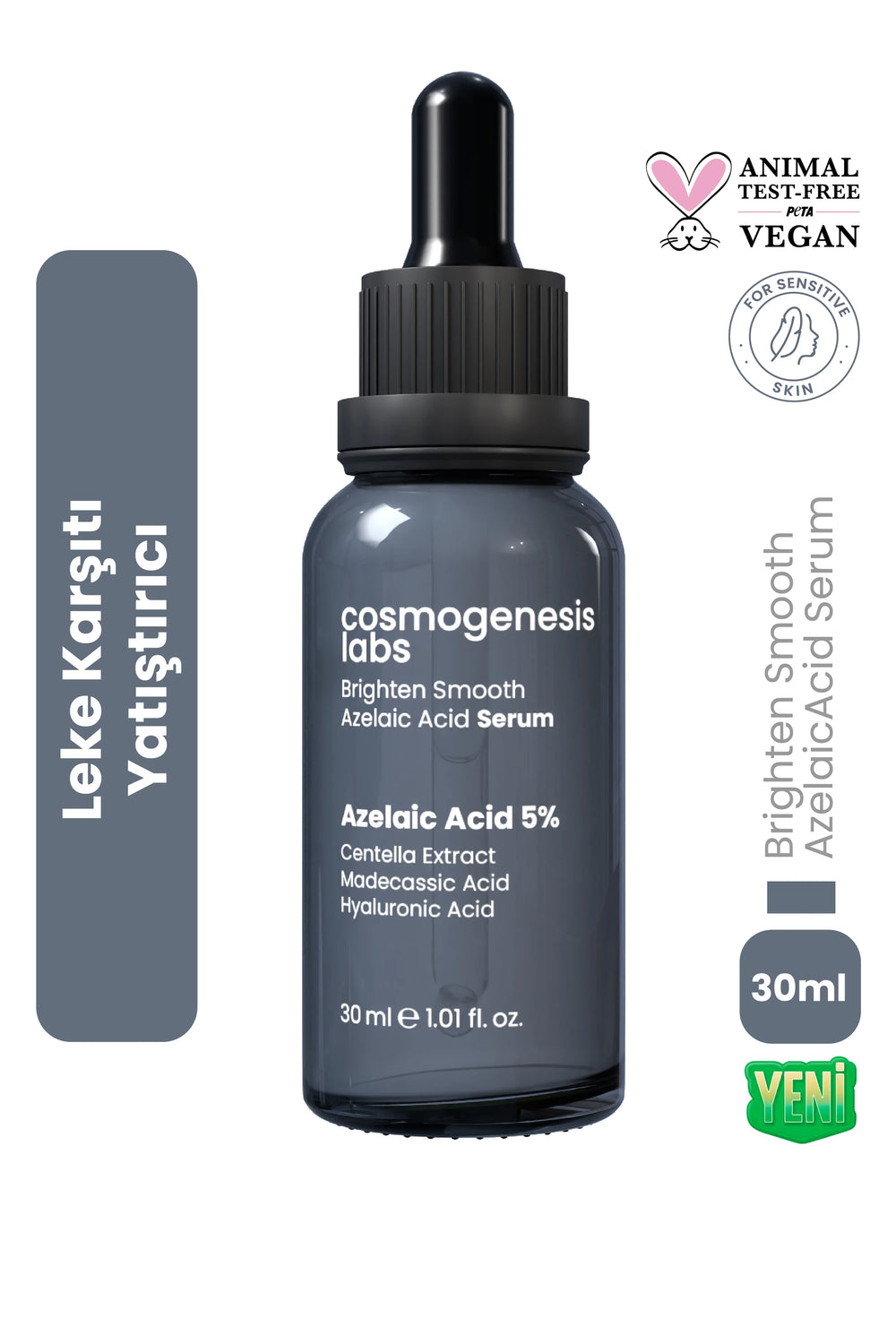 Azelaik Asit Serum 30ml - Leke Karşıtı, Yatıştırıcı, Pürüzsüzleştirici Vegan (%5 Azelaic Acid)
