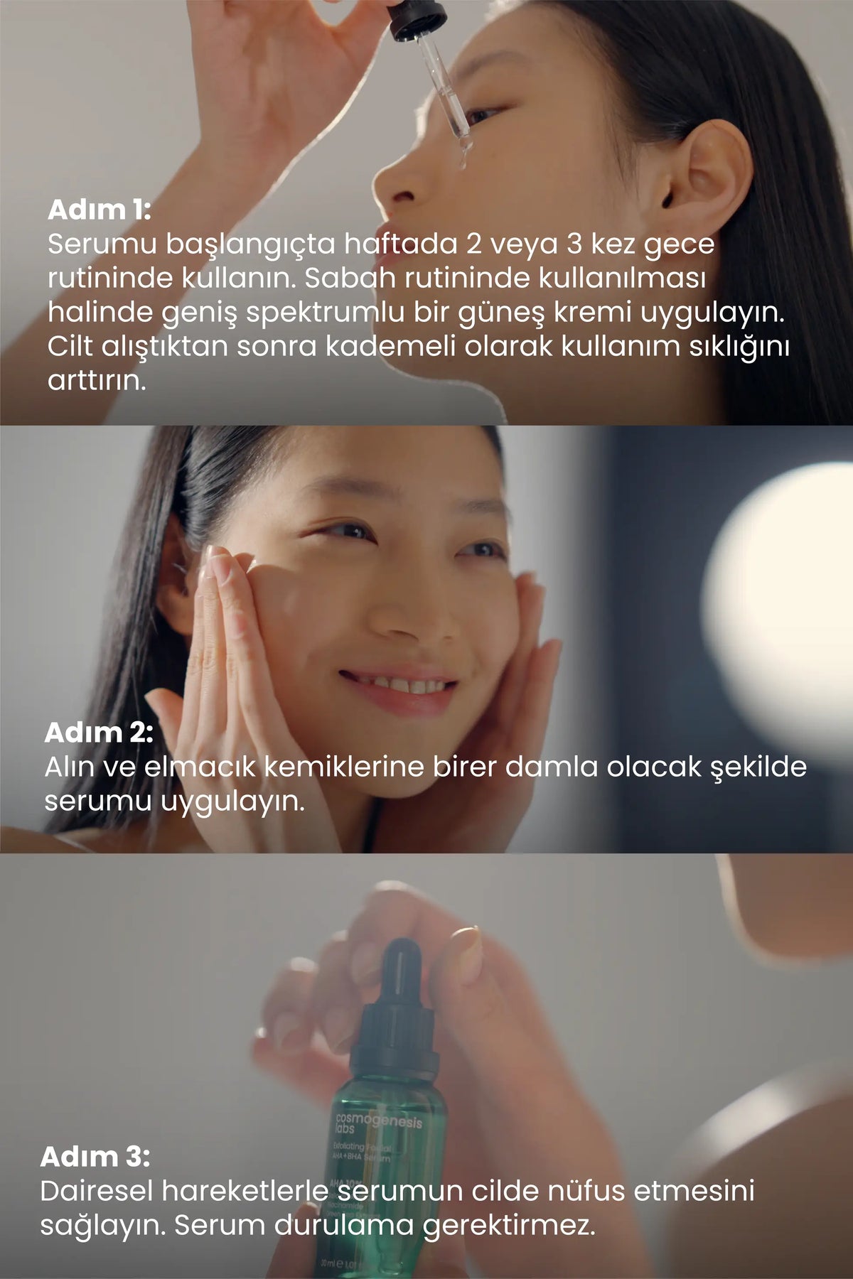 Aha %10 Bha %2 Peeling Etkili Serum 30ml - Cilt Yenileyici Ölü Hücre Temizleyici Yeşil Çay Vegan