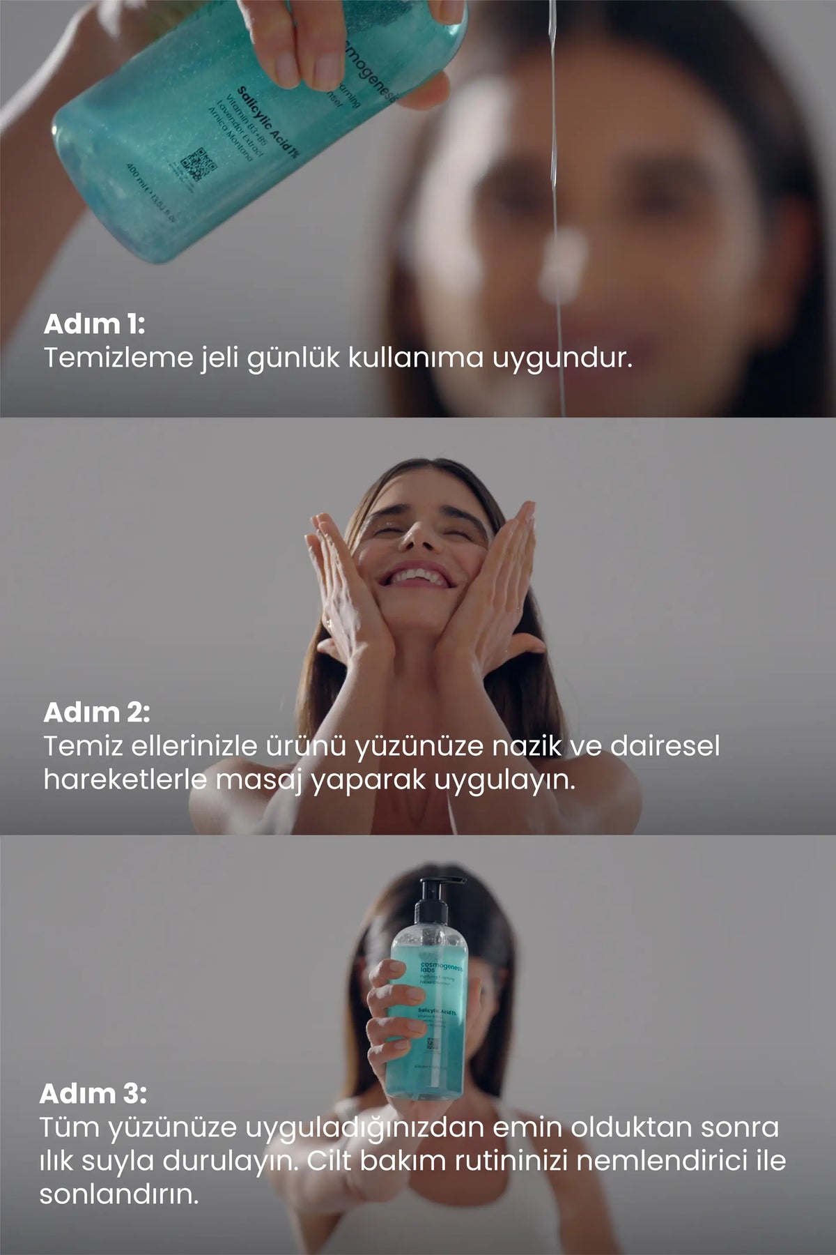 Karma ve Yağlı Ciltlere Yüz Temizleme Jeli 400ml - Arındırıcı Sebum Karşıtı Dengeleme Vegan